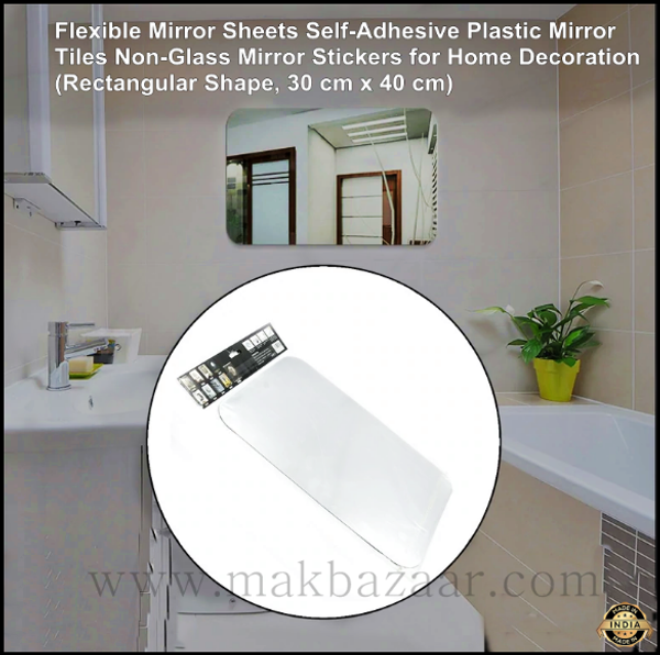 Flexible Mirror Sheets Self-Adhesive Plastic Mirror Tiles Non-Glass Mirror  Stickers for Home Decoration (rectangular